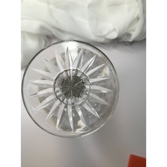 Vintage Crystal Cut/Etched Vase with Flowers & Leaves, sm. chip on foot as shown - Picture 8 of 10